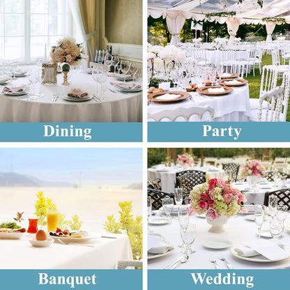 round Tablecloth 132Inch 6 Pack Polyester Table Cloth, White6