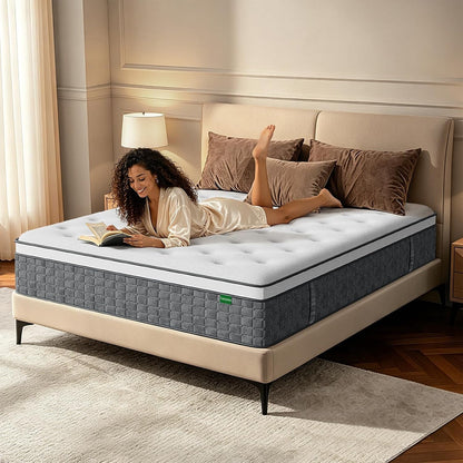 Queen Mattress 14 Inch, Medium Firm Feel, Queen Size Mattresses in Box, Individually Pocket Coils for Motion Isolation, Cooling & Comfortable Sleep with Gel Foam, Certipur-Us Certified1