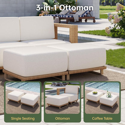Patio Furniture Set, 6 Piece Outdoor Wicker Sofa, Yellow/Beige5