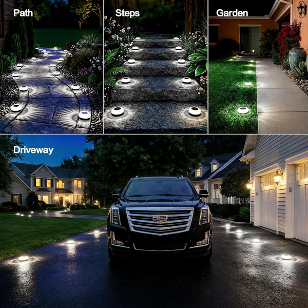 8 Pack Solar Ground Lights Outdoor, Pathway Lights, Cold White8