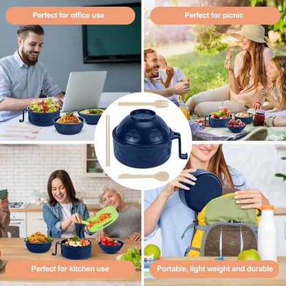 Microwave Ramen Cooker,Ramen Bowl Set,Microwave Noodle Bowl with Chopsticks and Spoon, College Dorm Room Essentials for Girls for Boys, Apartment Essentials, Bpa-Free. (Deep Blue)7
