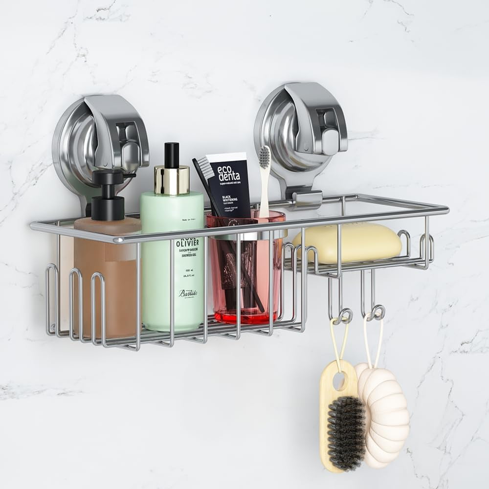 suction-cup-shower-shelf-shower-caddy-soap-dish-with-hooks-for-sponge-rust-proof-304-stainless-steel-silver