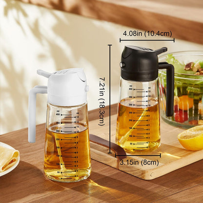 16Oz/470Ml Glass Olive Oil Sprayer for Cooking – 2 in 1 Olive Oil Dispenser Bottle for Kitchen Gadgets and Air Fryer Accessories, Salad, BBQ - Black5