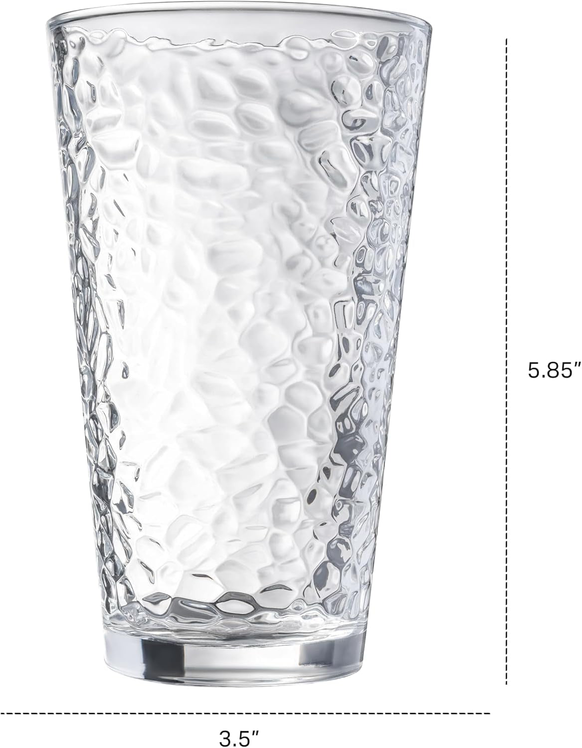 set-of-10-hammered-glass-cups-clear-heavy-base-drinking-glasses-16oz-stackable-durable-dishwasher-safe-freezer-safe-non-slip-100-food-grade-bpa-free-secure-packaging-eco-friendly