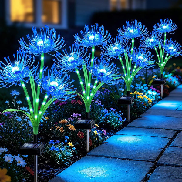 Solar Lights Outdoor, 4 Pack Blue Spider Lily Garden Flower Lights1