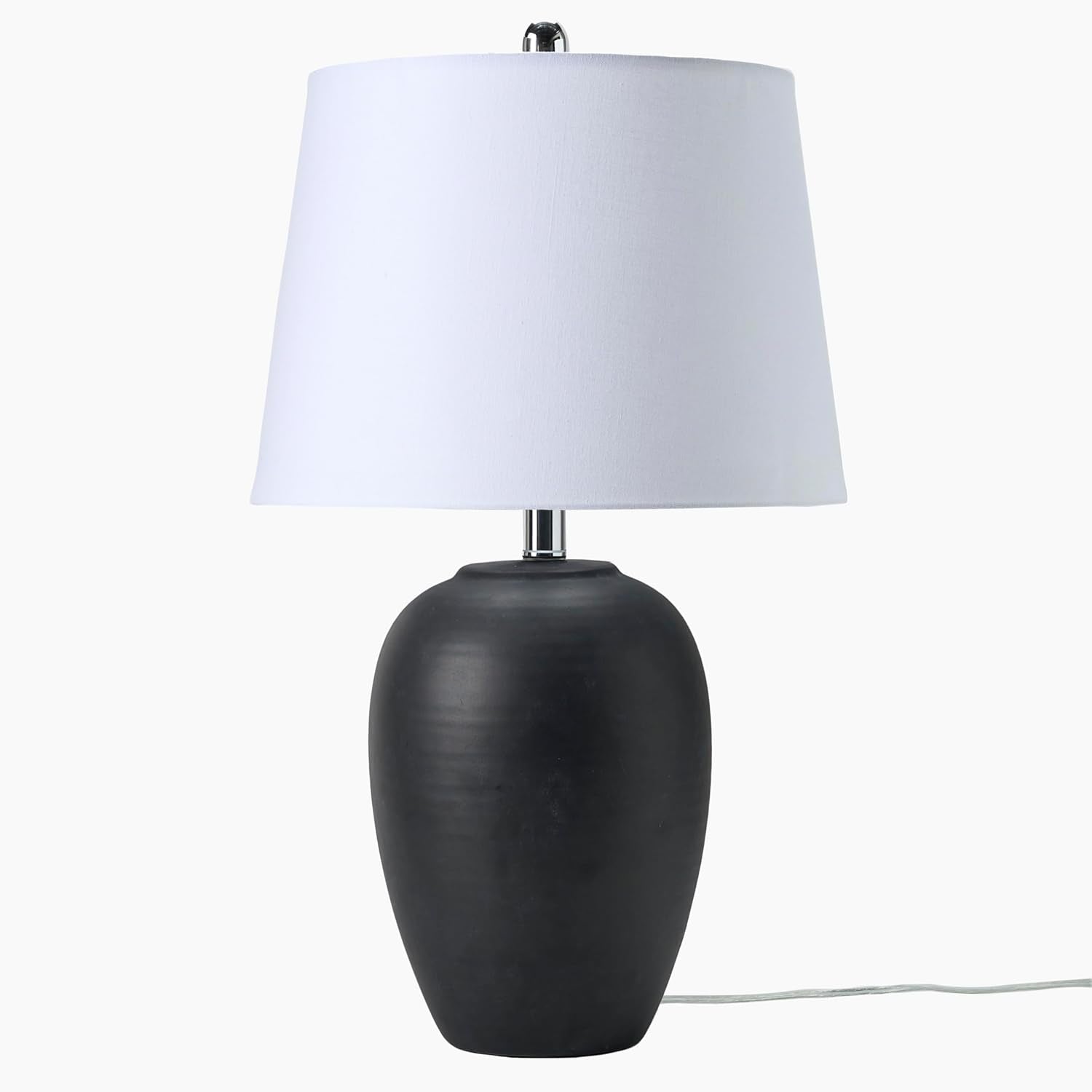 home-23-black-vintage-distressed-ceramic-pot-table-lamp-for-bedroom-living-room-end-table-with-white-tapered-drum-shade
