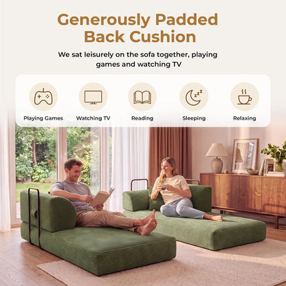 79'' Convertible Futon Sofa Bed, High‑Back Boneless Couches for Living Room3