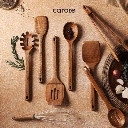 Wooden Utensil Set, 8-Piece Acacia Wood Cooking Utensils | Nonstick Cookware Friendly, Durable, Heat-Resistant, Cool-Touch Handles, Hanging Loops, Everyday Kitchen Essentials6