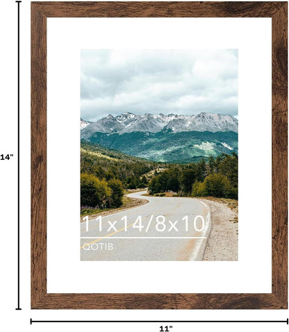 11X14 Picture Frame with 8X10 Mat Deep Brown, Display 8X10 with Mat or 11X14 without Mat, Wood 11 by 14 Photo Frame, 11 X 14 Frame for Wall Hanging Display, Deep Brown9