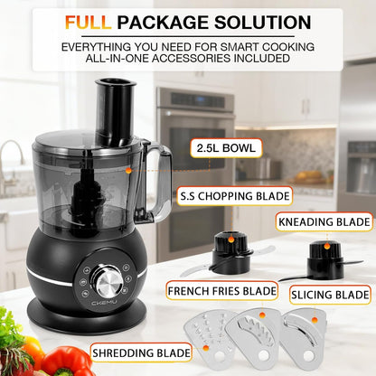12 Cup Smart Food Processor, Electric Food Chopper | French-Fry Slicing Shredding Chopping Kneading Cutter, Meat Vegetable Fries Cheese Meat & Veggie Prep8