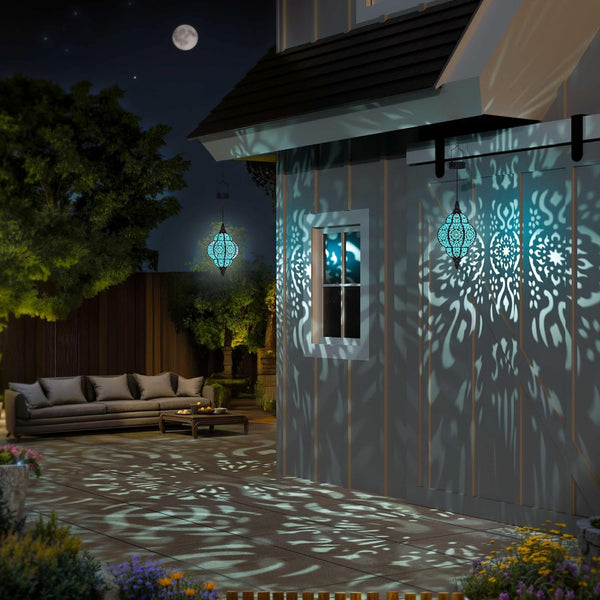 Hanging Solar Lights Outdoor Garden Decor Solar Lantern Waterproof Plastic Moroccan Outdoor Decorations for Patio Pathway Yard Backyard Garden Decorative (1, Black)5