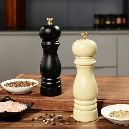 Classic Wooden Pepper Mill, Manual Salt and Pepper Grinder with Gold Adjustment Knob, Adjustable Ceramic Grinding Mechanism6