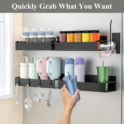 Magnetic Water Bottle Holder for Fridge Black, 4 Pack4