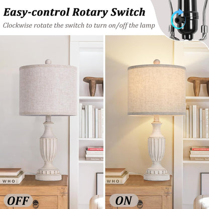 22" Farmhouse Resin Table Lamps Set of 2, Rustic Nightstand Lamps4