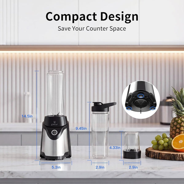 Smoothie Blender, Personal Blender with 2 To-Go Cups & Lids, Black | 25,000 RPM Powerful Motor, Blender and Grinder Combo, One-Button Pulse, BPA Free, Compact Size, for Kitchen, Frozen Drinks6