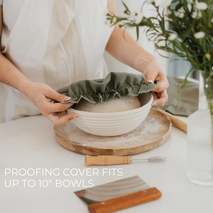 Beautiful Linen Bread Bag Set & Proofing Cover for Homemade Sourdough | Keeps Your Loaf Fresh for Days - Reusable, Easy to Clean and the Perfect Baking Accessories8