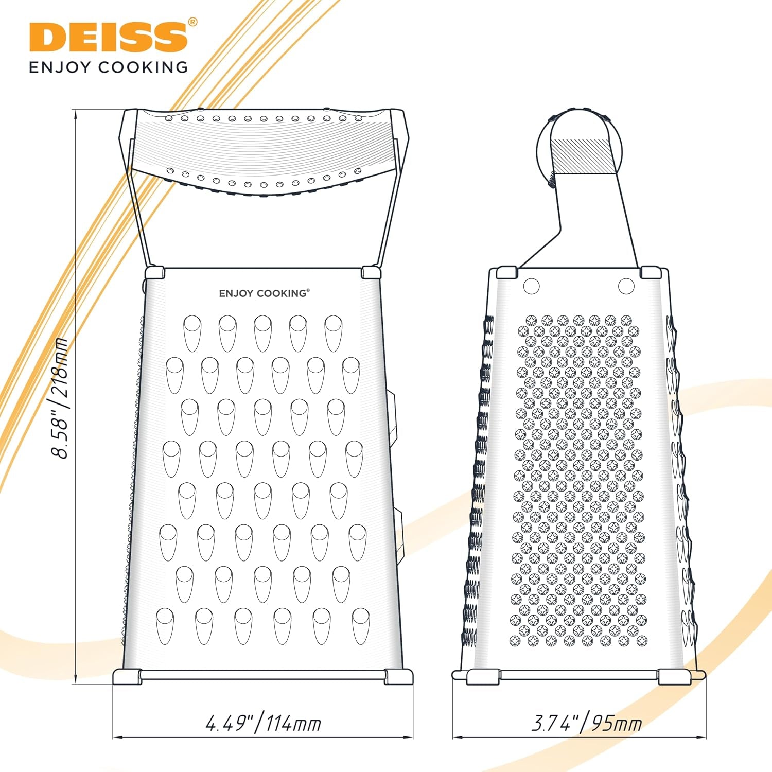 pro-box-grater-cheese-graters-for-kitchen-stainless-steel-cheese-grater-and-food-shredder-4-sided-hand-grater-for-block-cheese-vegetables-non-slip-base-dishwasher-safe