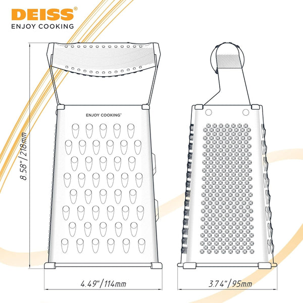 PRO Box Grater & Cheese Graters for Kitchen - Stainless Steel Cheese Grater and Food Shredder, 4 Sided Hand Grater for Block Cheese, Vegetables Non-Slip Base, Dishwasher Safe9