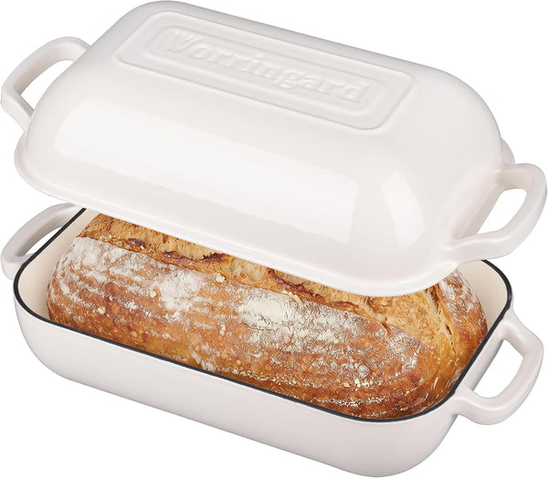 Large Cast Iron Dutch Oven Dome Pot with Lid, Enameled Bread Oven, Bread Pan for Homemade Sourdough Bread Baking, 6QT, White1