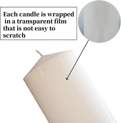 White Pillar Candle Set 2 Unscented White Candles Decoration 2.36" X 5.9"3
