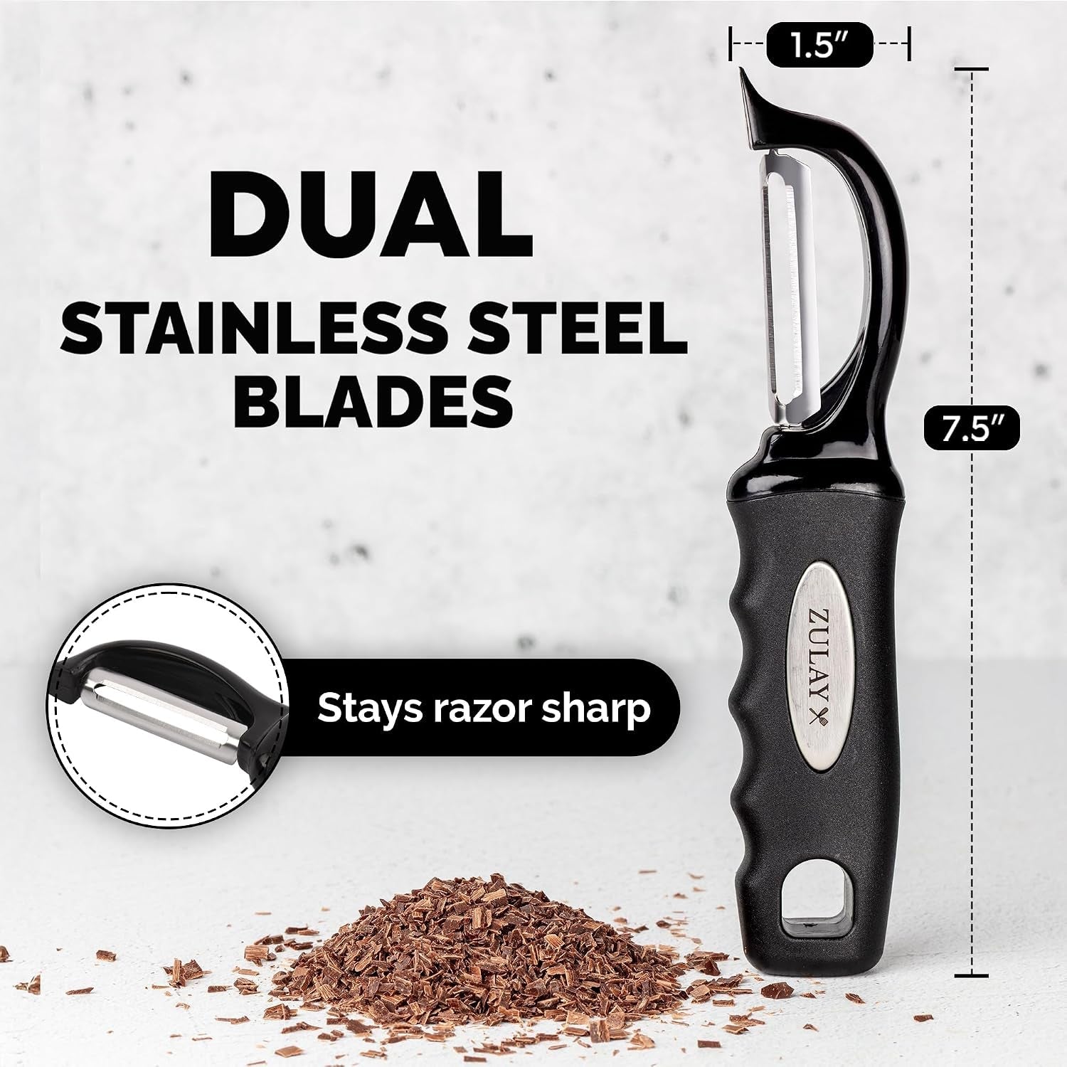premium-vegetable-peeler-for-kitchen-swivel-peeler-with-razor-sharp-stainless-steel-blades-strong-ergonomic-handle-dishwasher-safe-easy-to-use-with-blemish-remover-black