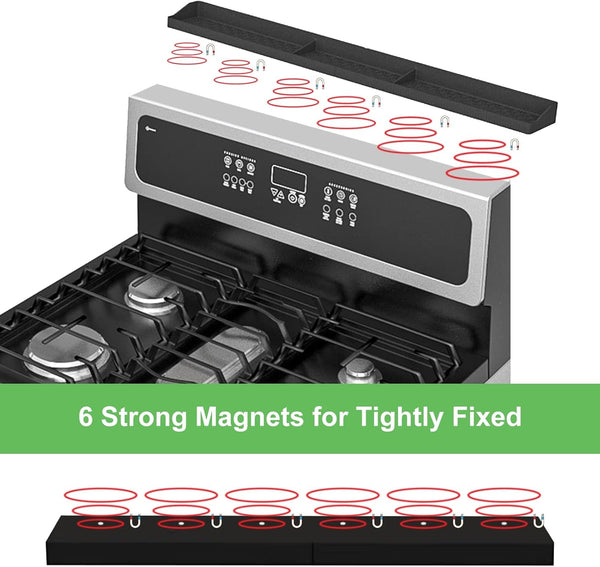 Stove Top Shelf 30 Inch - Silicone Material Magnetic Shelf for Stove -Black3