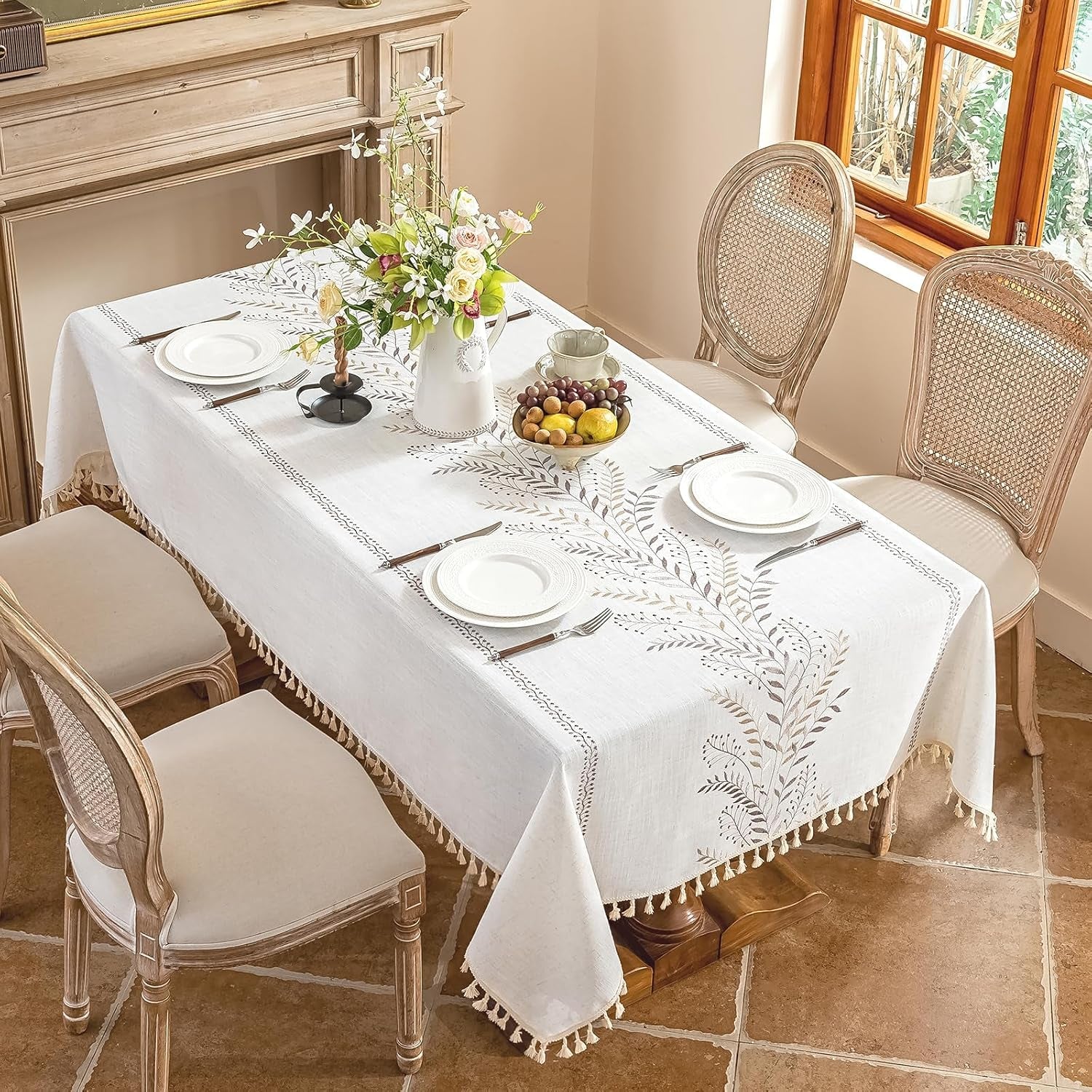 rectangle-tablecloth-55-x-75-farmhouse-linen-style-table-cloth-with-brown-fern-embroidery-tassels-heavy-weight-wrinkle-spill-resistant-table-cover-for-dining-kitchen-4-6-seats