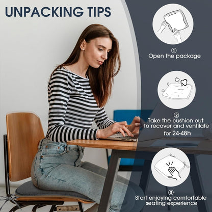 Chair Cushions, 4 Pack Memory Foam Chair Pads, Grey | Dining Chair Pads with Fixed Straps, Thin Seat Cushion, Anti-Slip Kitchen Chair Cushion Set6