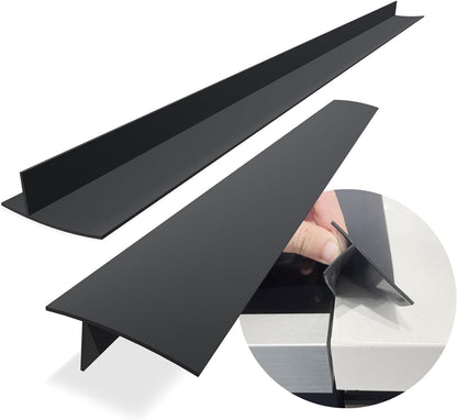 Silicone Stove Counter Gap Cover - 25 Inch Gap Filler 2 Pack Black | Long Gap Filler Seals Spills between Kitchen Appliances Stovetop Oven Countertop; Stove Gap Cover, Gas Stove Side Gap Covers1