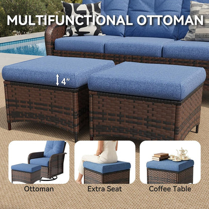 9 Piece Outdoor Patio Furniture Set for Backyard, Navy Blue6