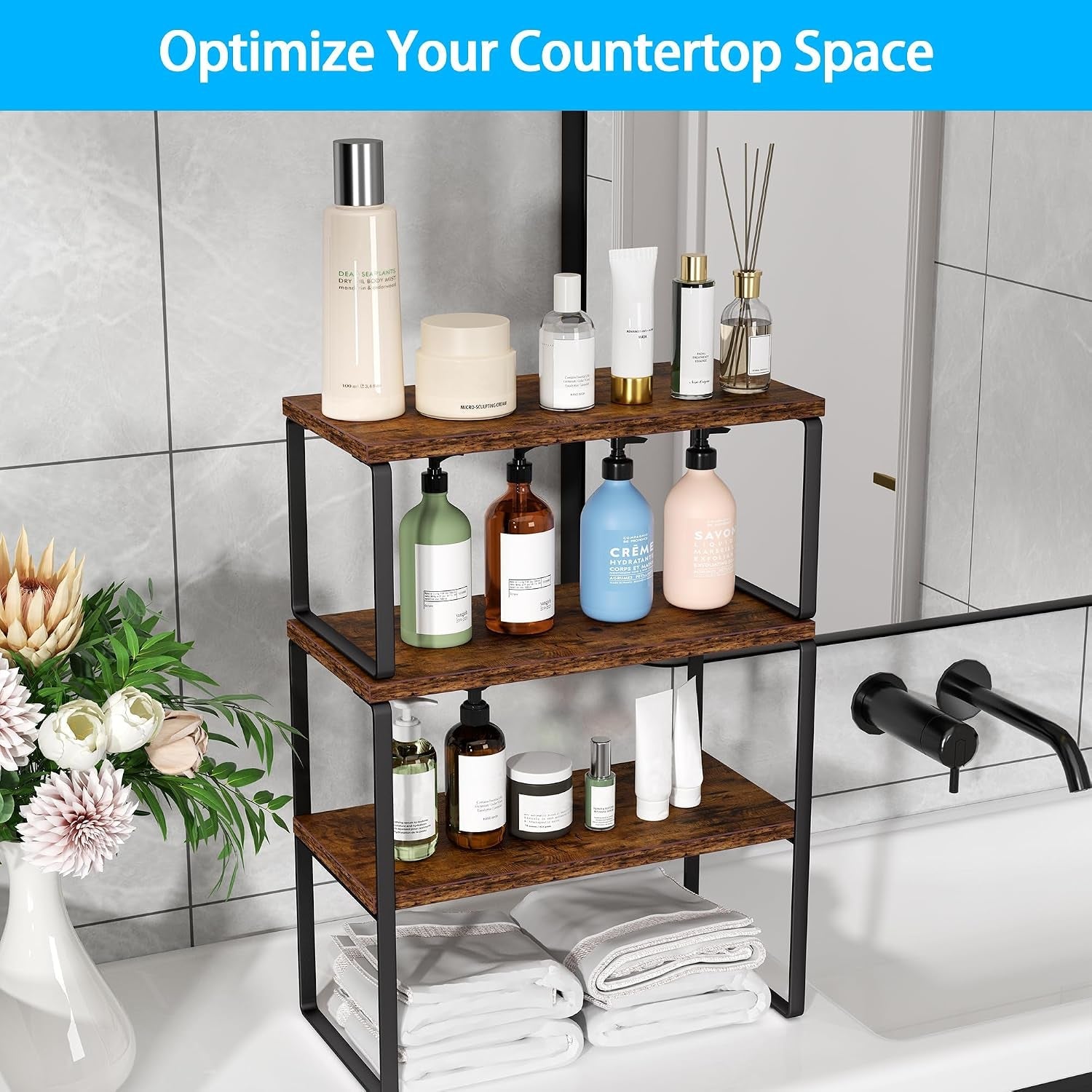kitchen-counter-organizer-countertop-shelf-adjustable-stackable