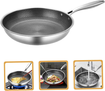 Clad Stir Fry Pan Poached Egg Pan Stainless Steel Skillet Honeycomb Handles for Induction Electric Gas Stove Easy to Clean Ergonomic Design9