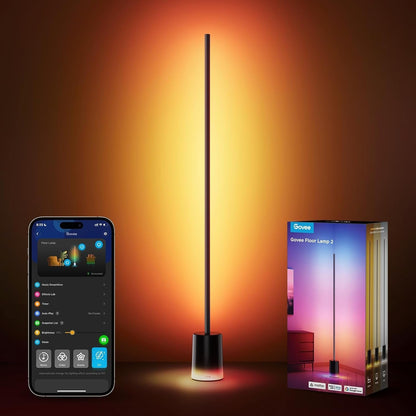 Govee Floor Lamp 2, RGBIC Smart Floor Lamp for Living Room, Bedroom | 1725Lm, Warm Cool White LED, 2200K-6500K, Compatible with Smartthings, Matter, Alexa, Music Sync, Scene Modes, Black(1 Pack)1