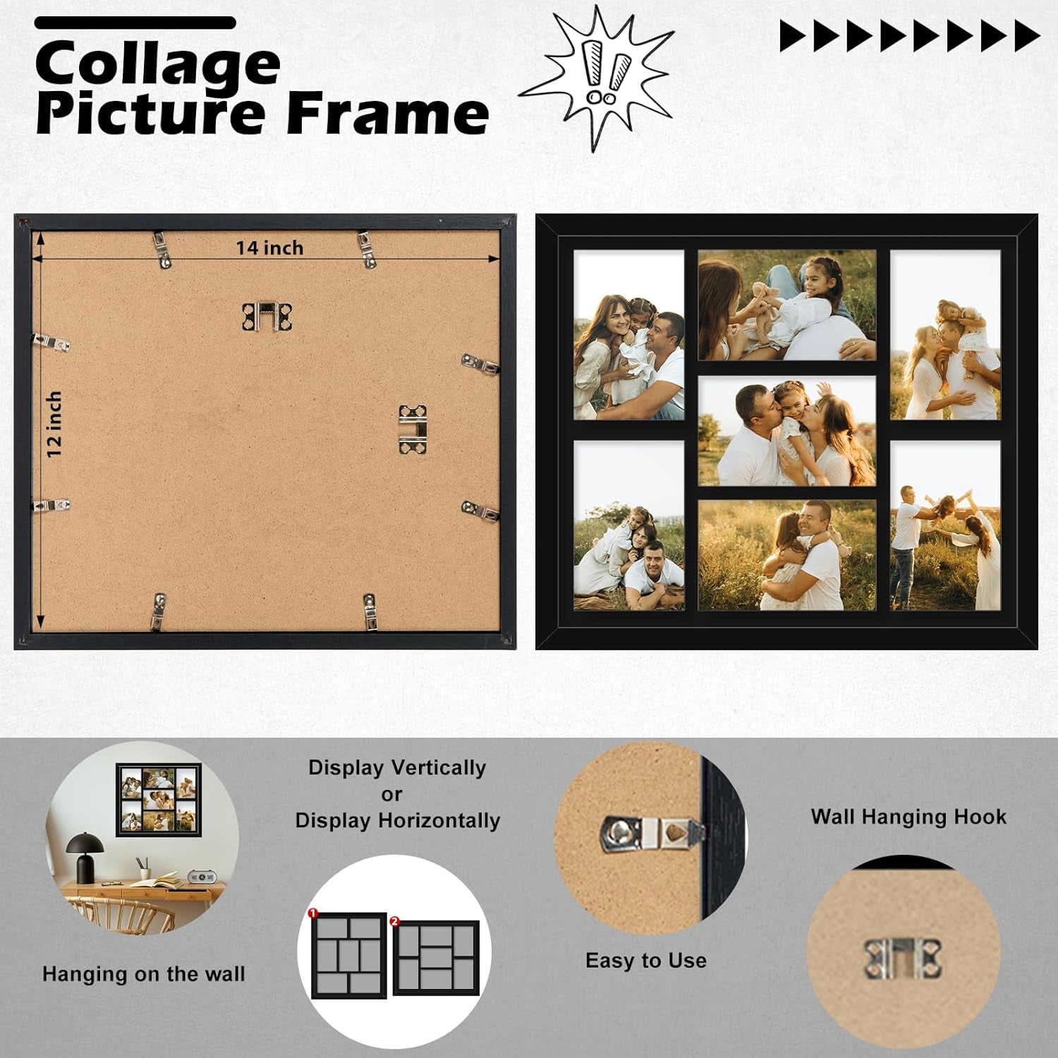 4x6-picture-frame-collage-for-wall-display-7-pcs-4x6-photos-with-mat-or-12x14-without-mat-7-opening-photo-frame-for-4-x-6-pictures-with-shatter-resistant-plexiglass-black-mat-black