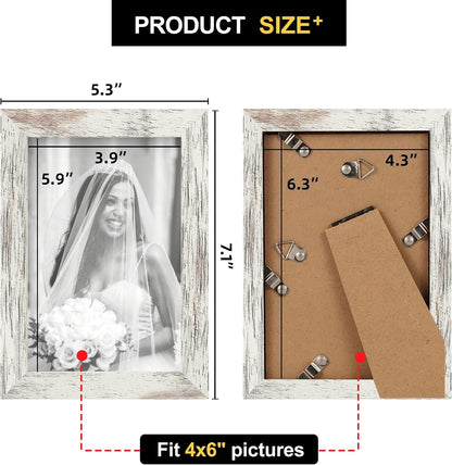 4X6 Picture Frames Set of 2, Distressed White6