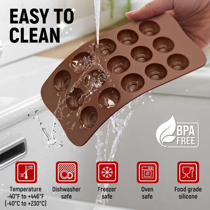 Chocolate Molds Silicone – Set of 6 – Non-Stick & Food Grade – Free Ebook | Chocolate Molds Silicone for Jelly Candies, Truffles, Bath Melts & Candles - Dishwasher Safe6