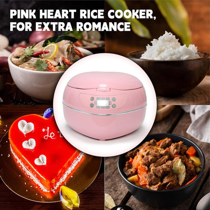 Heart Shaped Pink Rice Cooker 300W, Small Cute Rice Cooker (1.8L, 4Cups) | High Power Preset Timer Automatic Heat Preservation for New Year Valentine'S Day Gifts5