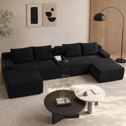 140.6" Black Boneless Cloud Sectional Couches for Living Room3