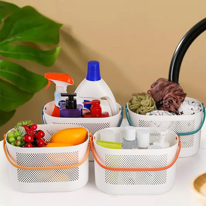 4 Pack Portable Shower Caddy Basket, Plastic Storage Baskets with Handles, Drainage Toiletry Organizer Bin, Dorm Shower Tote Bag for Bathroom, Kitchen, Closet, Bedroom, College, Gym, Camp8