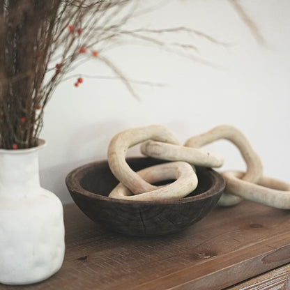 Wooden Decorative Bowl, Farmhouse Centerpiece(Brown) | Rustic Home Decor, Farmhouse Decor, Dough Bowl4