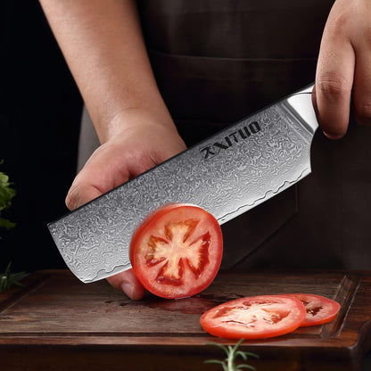 XITUO 7-Inch Nakiri Knife, Japanese VG-10 Damascus Steel (67 Layers), Razor Sharp Asian Vegetable & Meat Chopper, Ergonomic Abalone Shell Handle, Chef Knife with Gift Box9