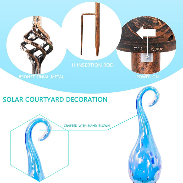 Solar Garden Lights, Decorative Led Flame Garden Stakes, Outdoor Garden Decor, Sky Bule Flame Solar Lights Outdoor Decorative for Pathway, Lawn, Patio, Driveway4