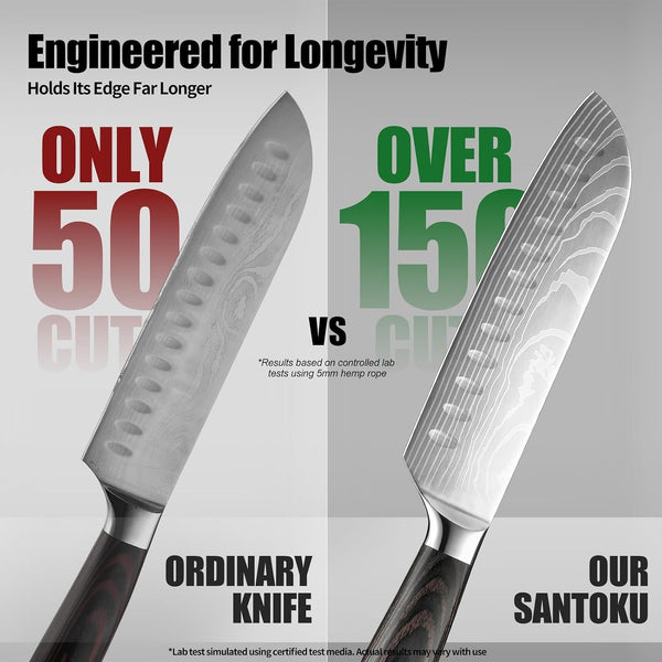 Santoku Knife 7 Inch - Ultra Sharp Japanese Steel Kitchen Knife, All-Purpose Chef Knife with Ergonomic Handle, Perfect for Slicing, Dicing, and Chopping, Luxury Gift Box Included7