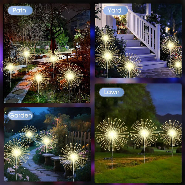 Solar Garden Lights Outdoor,Waterproof Garden, 2PC 200 LED Twinkling Firework Lights Decorative with 8 Modes,Decor for Yard Patio Pathway Lawn for Yard outside Fairy Decorative4