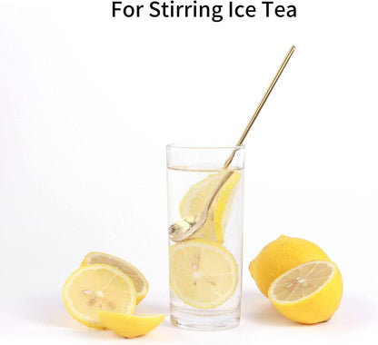 4 PCS 6.7 Inches Coffee Spoons, Stirring Spoons, Tea Spoons Long Handle, Teaspoons, Gold Spoons, Ice Tea Spoons, Long Spoons for Stirring, Espresso Spoons Stainless Steel4