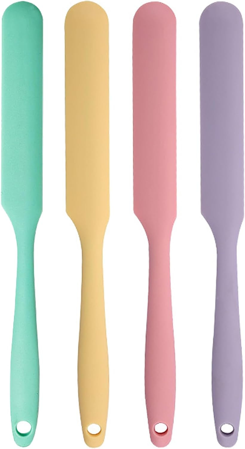 4-pcs-silicone-jar-spatula-set-long-handle-sourdough-scraper-skinny-spatula-for-jars-bottles-and-containers-non-stick-heat-resistant-cake-cream-spatulas