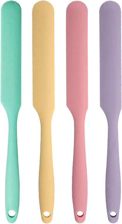 4 Pcs Silicone Jar Spatula Set - Long Handle Sourdough Scraper, Skinny Spatula for Jars, Bottles, and Containers, Non-Stick Heat Resistant Cake Cream Spatulas1