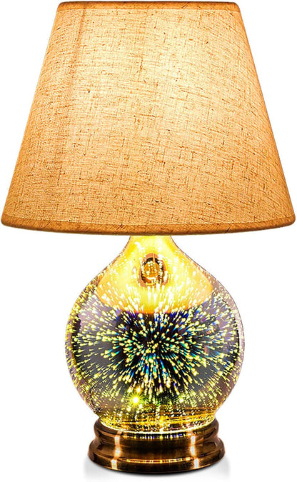 Table Lamp, Desk Lamp Bulb Included - Modern Lamp with Unique Lampshade, Handmade 3D Effect Glass Base - Perfect Table Lamp in Bedroom, Bedside, Living Room, Office (E12 LED Bulb Included)1