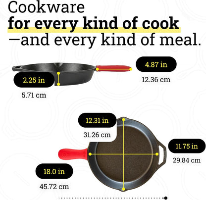Pre-Seasoned Cast Iron Skillet with Silicone Handle Holder, 12 Inches | Non-Toxic & Naturally Non-Stick Frying Pan with Silicone Hot Handle Holder, Pan Is Safe for Oven & Stovetop Use7