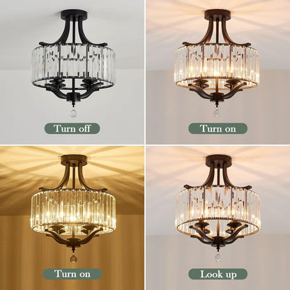 4 Lights Black Modern Crystal Chandelier for Dining Room6